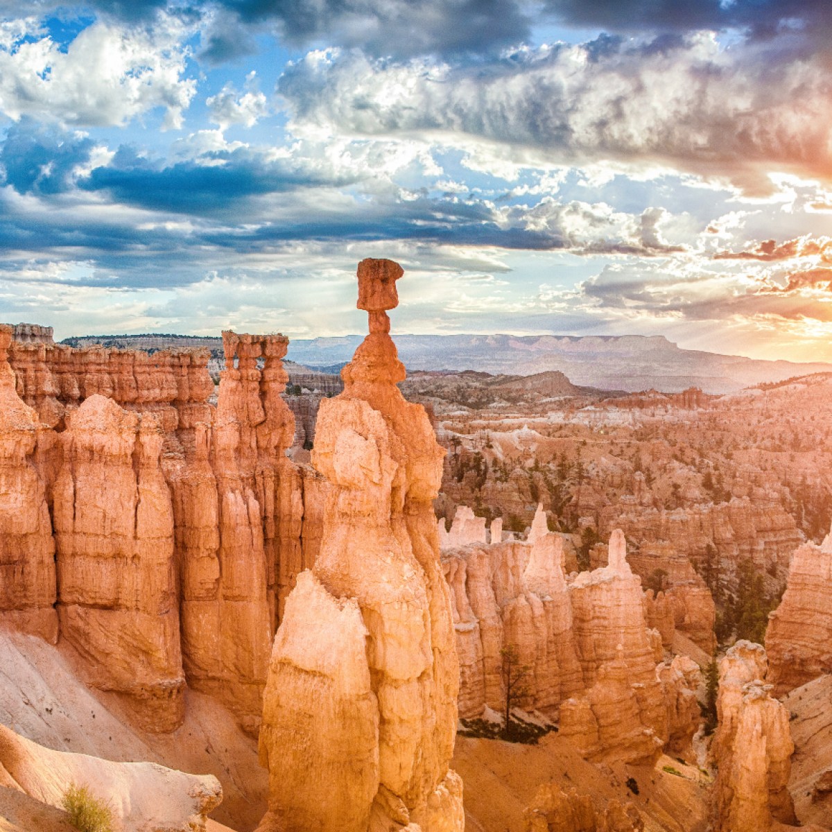 a canyon with Bryce Canyon National Park in the background