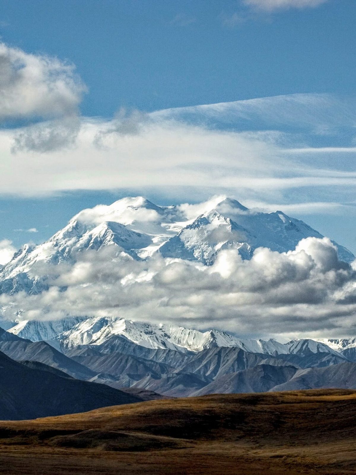 a view of a snow covered mountain