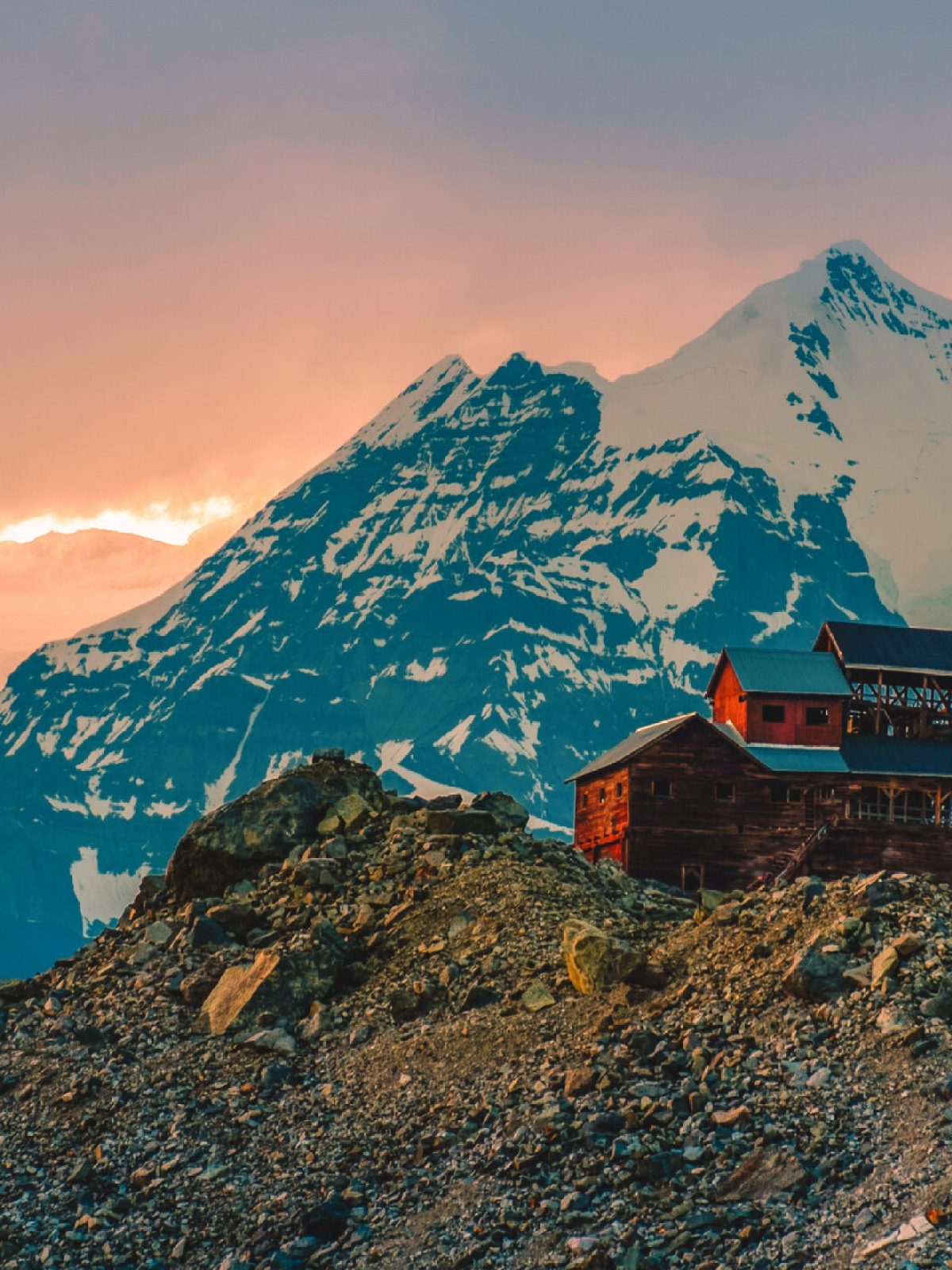 a view of a large mountain in the background